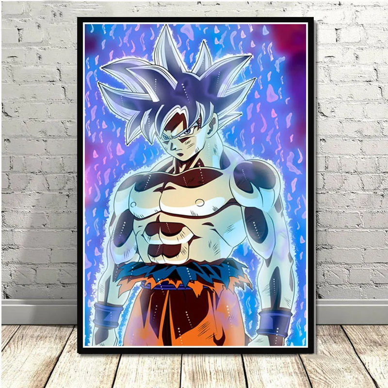 Горячий Dragon Ball Z Super Goku Ultra Instinct masted аниме плакат и печатная графика настенная художественная живопись картины для комнаты домашний декор - Цвет: Лиловый