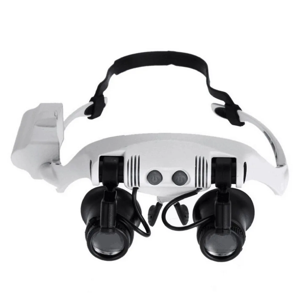ACEHE Lightweight Foldable Headband Design Binoculars Magnifier Glasses LED Magnifying Glass With 2 Light for Jewelry Repair | Инструменты