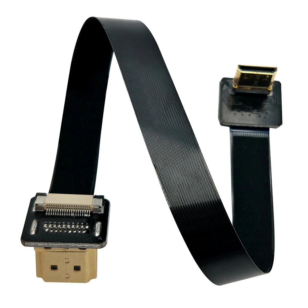 Danspeed أسفل بزاوية m/m نوع hdmi وذكر أن ميني hdmi ذكر hdtv fpc شقة كابل موصل التلفزيون 20 سنتيمتر