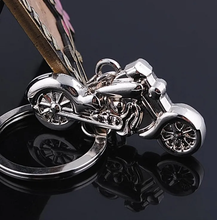 

Fashion Personality 3D Mini Motorcycle Motorbike Cool Silver Metal Charm Car Key Ring Keychain Creative Party Gift