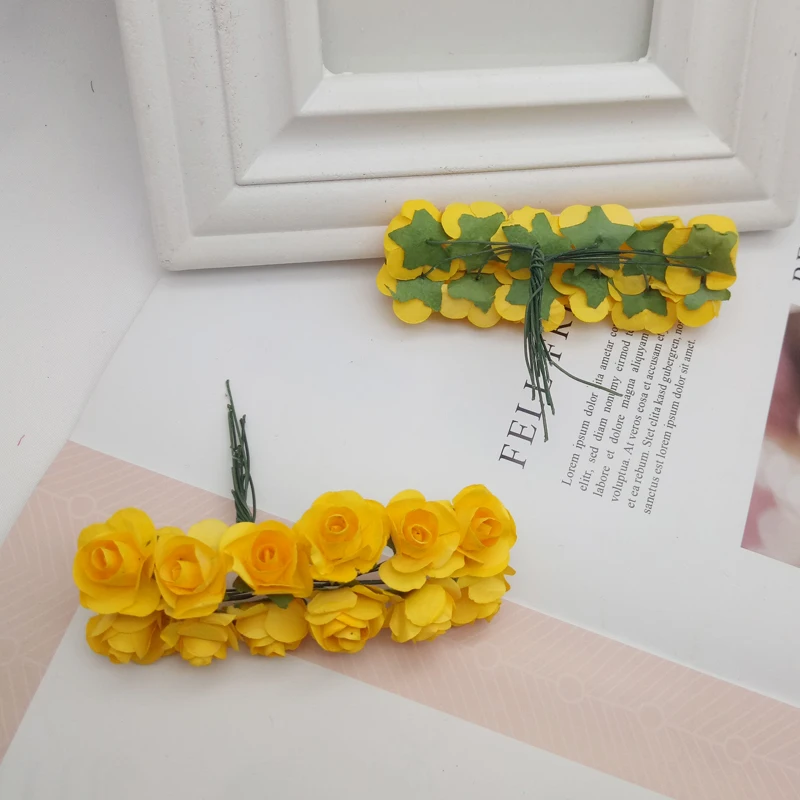 144 шт мини-Цветок голова искусственные бумажные цветы Роза используется для свадебной вечеринки ремесло украшения 19 цветов