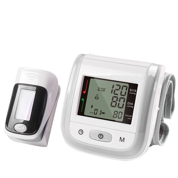 Yongrow Пальчиковый Пульсоксиметр и наручные часы монитор кровяного давления цифровой наручные Измеритель кровяного давления с семейным здоровьем - Цвет: Gray