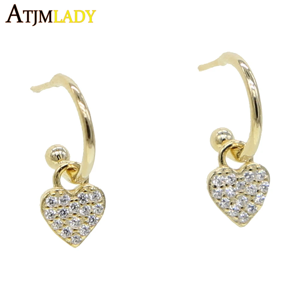 

2019 Limited Oorbellen Earings Filled Sparking Cz Paved Charm Earring 925 Sterling Minimal Delicate Shaped Lovely Cute Jewelry