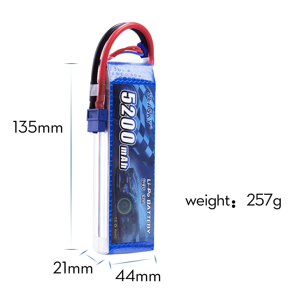 SEASKY Racing 2S lipo battery 7.4v 5200mAh 60C For rc helicopter rc car rc boat quadcopter Li-Polymer battey