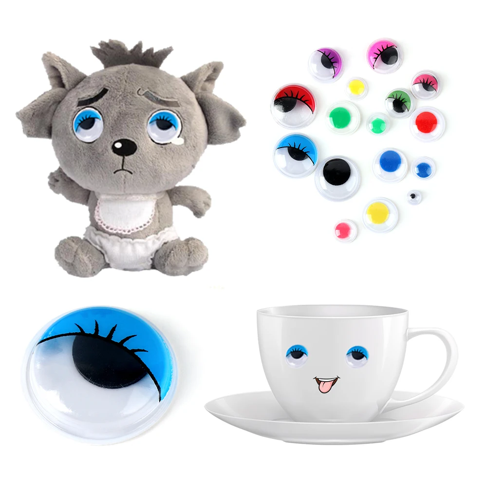 

200PCS Multicolor Doll Eyes Animal DIY Crafts Round Plastic Eyelash Eye Wobbly Eyes DIY Toy Doll Scrapbook Eye Accessorie