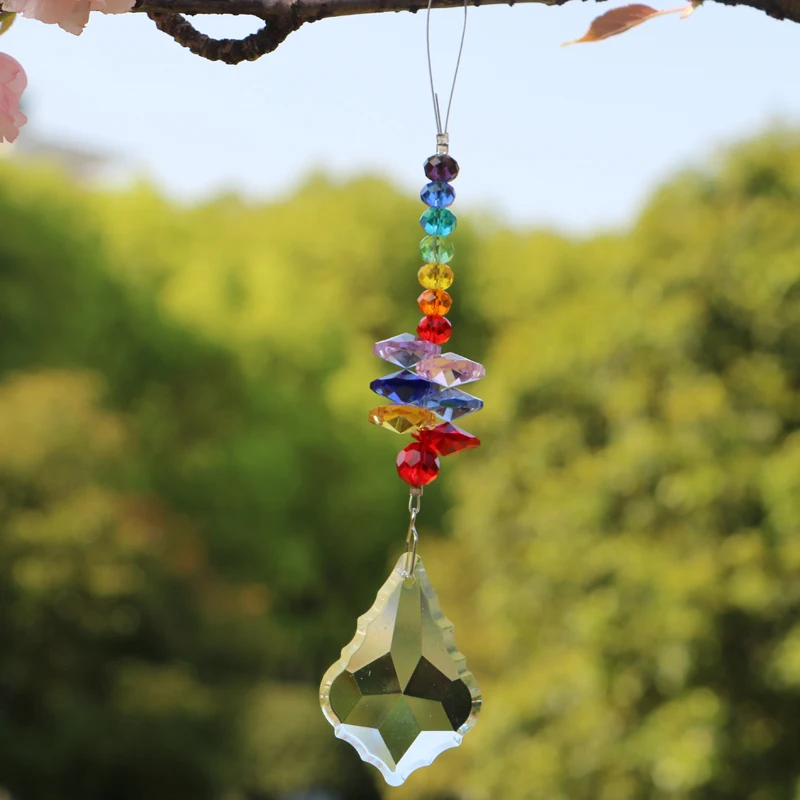 

1PCS Hanging Chakra Suncatcher Crystal Maple Prisms Rainbow Pendant Fengshui Decoration