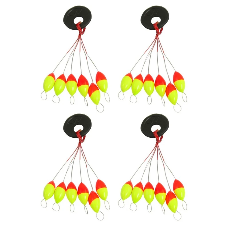 

4 Pcs Yellow Red Plastic 6 in 1 Fishing Bobber Stopper Sz 3