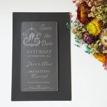 Customized 100*180mm Laser cut Wedding Invitation Engraved frosted Acrylic wedding Save the Date cards (1lot=100pcs)