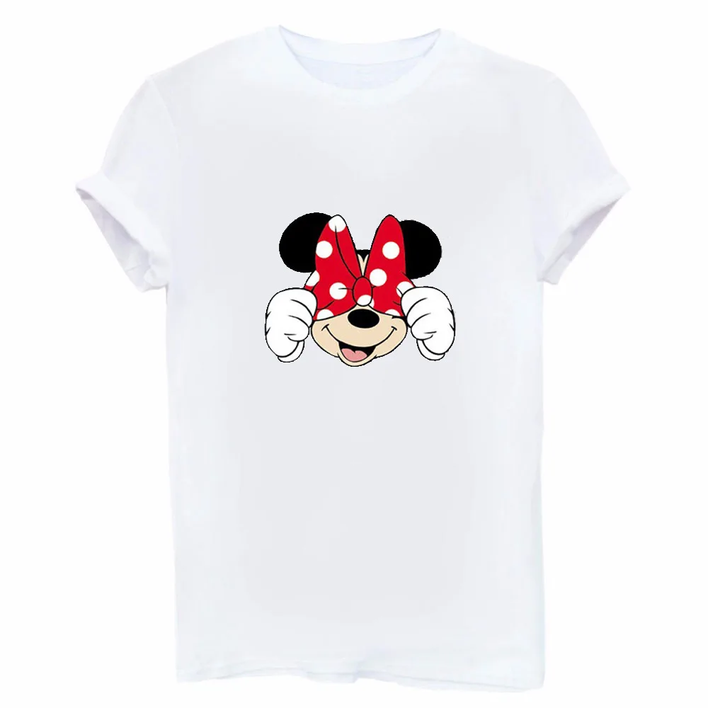 Женская футболка с рисунком Микки Мауса, футболка с коротким рукавом, белые хлопковые топы для девочек, кавайная черная футболка, женская одежда