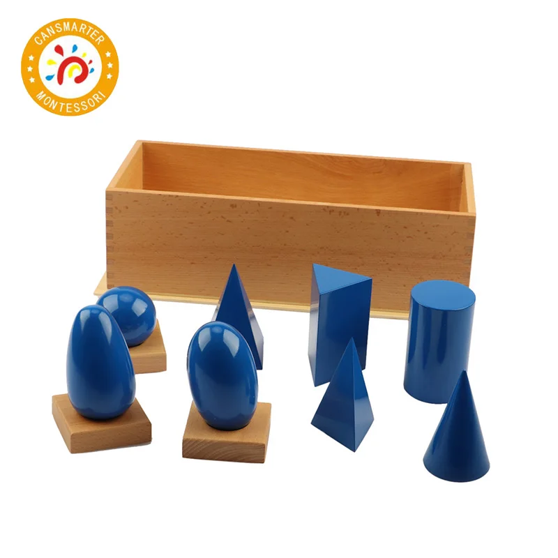 

Motessori Material Wooden Toy Premium Quality Geometric Solids with Stands Base with Box Children Toy
