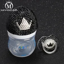 MIYOCAR Bling Bling cool black and white crown 125ml BPA Free Natural Polypropylene Feeding Bottle and bling crown pacifier MIYOCAR Bling Bling cool black and white crown 125ml BPA Free Natural Polypropylene Feeding Bottle and bling crown pacifier