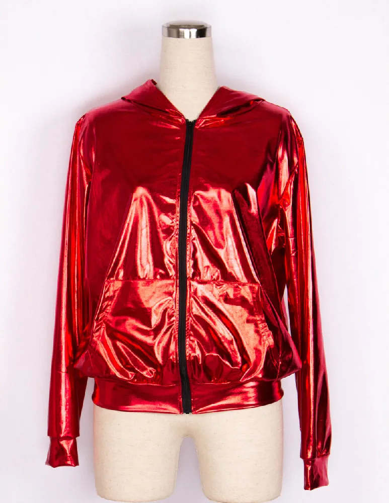 price cut Spring Autumn Women Red bomber Jacket Stage Performance Wear paillette feminina casaco Hip Hop danc