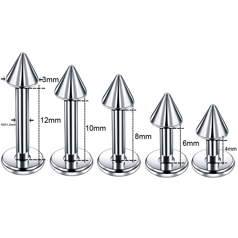 1PCS G23 Titanium Spike Labret Stud Nose Lip Helix Bar Stud Taper Tongue Piercing Ear Tragus Cartilage Earring Body Jewelry 16G - Image 2