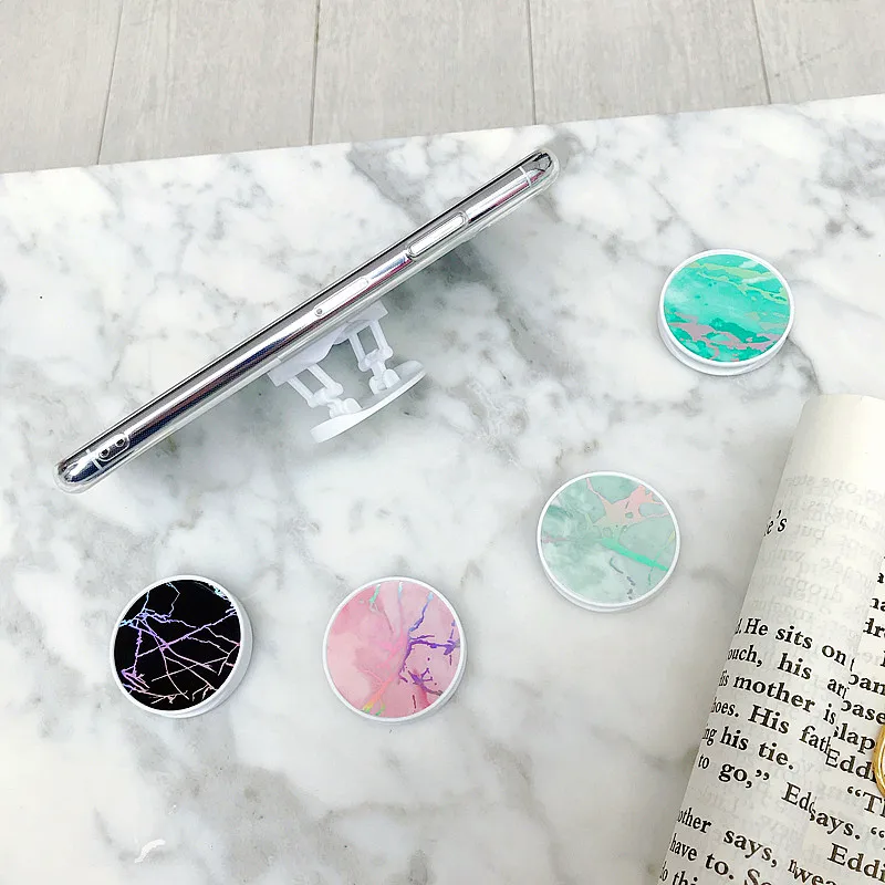 

Universal Mini Foldable Phone Holder Marble Pattern Plastic Tablet Stands Anti-Slip Mobile Phone Grip Bracket For iPhone Huawei
