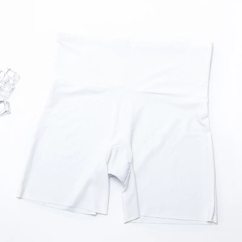 LANGSHA, женские шорты безопасности штаны, бесшовные, ледяной шелк, высокая талия, трусики, бесшовные, анти опорожнение, для девушек, для похудения, размера плюс, нижнее белье - Цвет: White