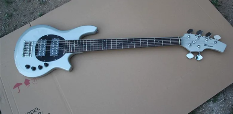 Metalic Silvery Custom Music Man Bongo 6 Strings Electric Bass Guitar Musicman with active pickups 9V battery Free Shipping Metalic Silvery Custom Music Man Bongo 6 Strings Electric Bass Guitar Musicman with active pickups 9V battery Free Shipping