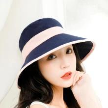 Новая женская летняя пляжная шляпа, шляпы от солнца, женские дорожные кепки, широкие с полями, солнце шапки для рыбака, дамы, реверсивный складной, из ткани, шапка