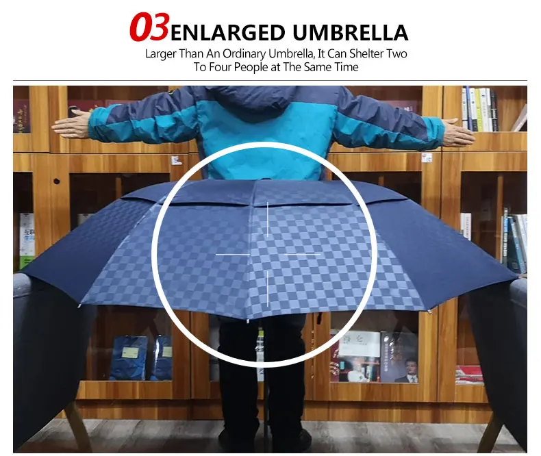 Двойной слой сетки большой зонт дождь для женщин 4 складной 10 ребра ветрозащитный бизнес для мужчин солнцезащитный зонтик семья