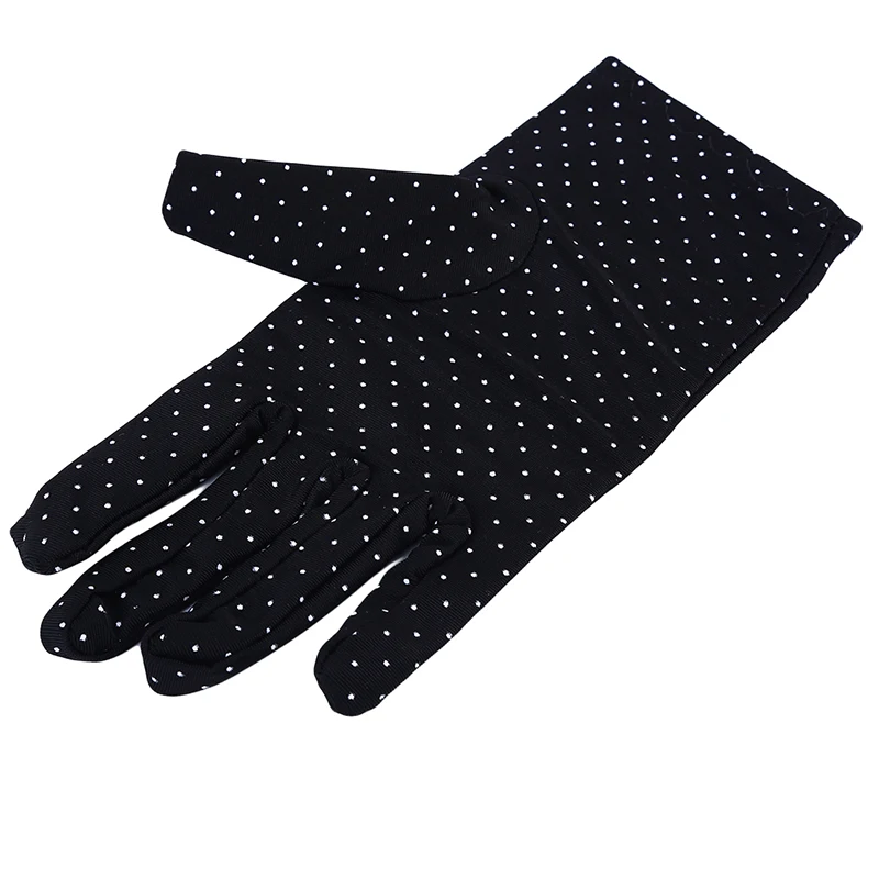 Женские перчатки в горошек на лето и весну, перчатки из спандекса, защита от солнца, модная короткая перчатка, высокоэластичные тонкие перчатки