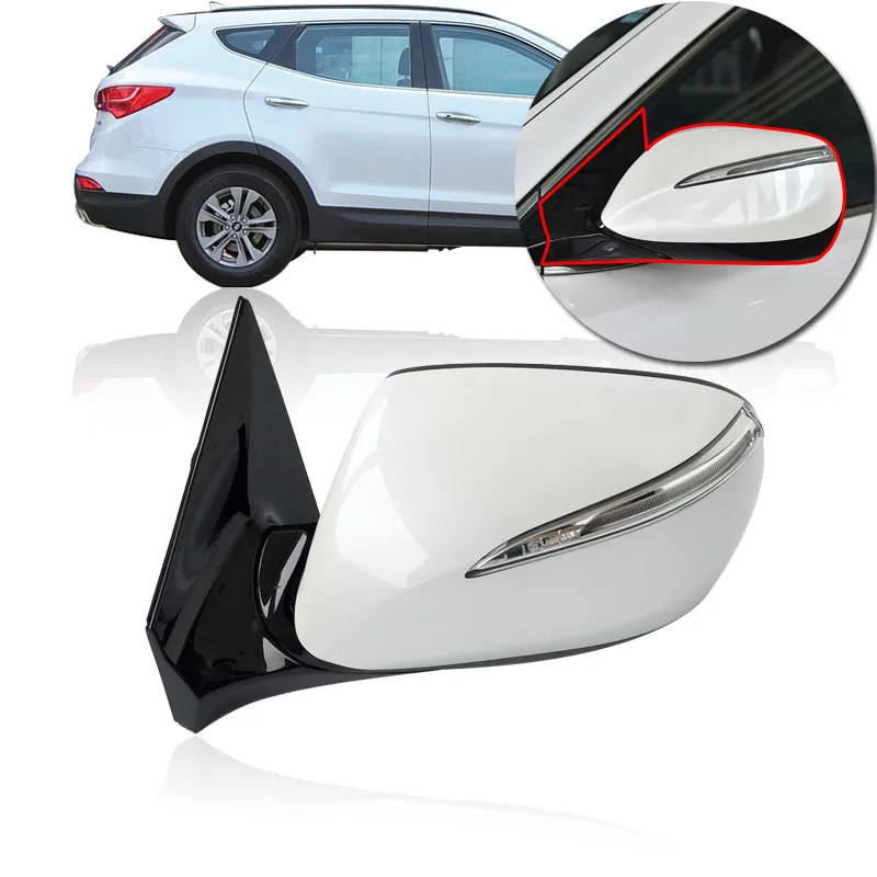 

CAPQX 8/10/14Wire Auto outer Rearview Mirror assembly with LED turn light For Hyundai Santa Fe Santafe IX45 Sport 2014 2015 2016