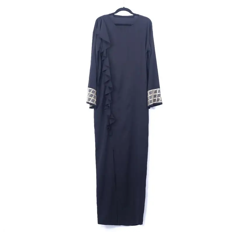 Black dress Vestidos арабский абайя Дубай Длинные Макси женские мусульманские платья Кафтан марокканский кафтан Elbise Eid хиджаб турецкие платья Одеяние мусульмане - Цвет: Black dress