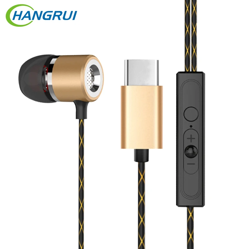 

Hangrui Type-C Metal Earphone For Letv Xiaomi 4C Wired Stereo Headset With Mic For Meizu Pro5 LeEco Le 2 Pro Max 2 Phone Earbuds