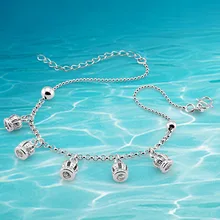 Подлинная твердая 925 стерлингового серебра ножной браслет для женщин Чистая серебряная нога браслет, модный браслет ювелирные изделия