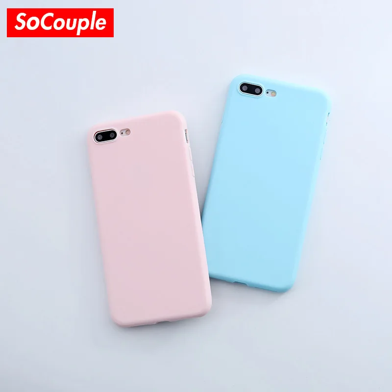 SoCouple Lovely Matte Candy Color Full Cover TPU Case for iPhone 6 6S 8 plus X 5 5S SE Soft Silicone 7 |