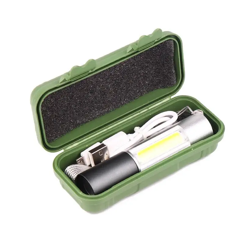 

Mini XPE COB Flashlight USB Rechargerable LED Flashlight Tactical Torch lamp with Hanging Rope Outdoor Pocket Flashlight