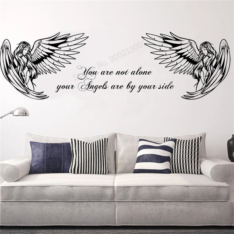 

Wall Decoration You Are Not Alone Room Sticker Vinyl Art Removeable Angel Home Poster Beauty Modern Mural Fashion Ornament LY297