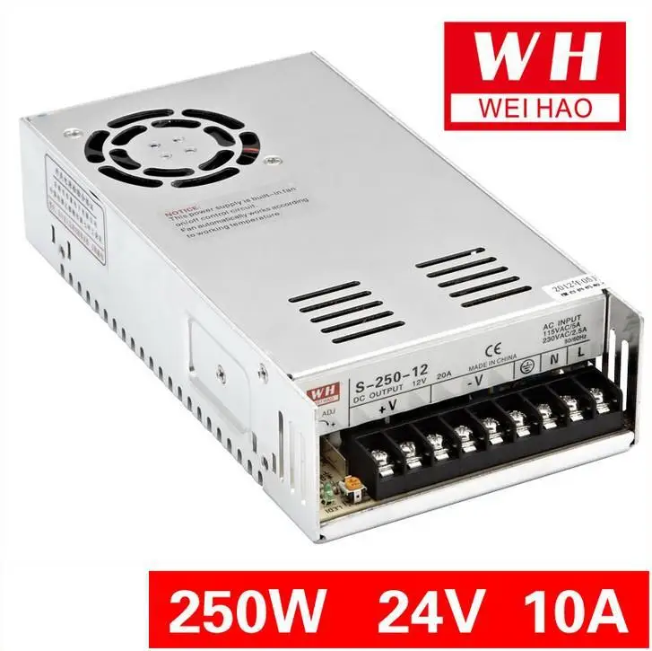 

Factory Price 250W 24V Small Volume Single Output Switching power supply for LED Strip light 2 years warranty