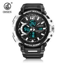 Лучшие продажи бренд OHSEN модные цифровые спортивные часы мужские кварцевые наручные часы с резиновым ремешком белые 50 м Водонепроницаемые светодиодные наручные часы мужские Relogios