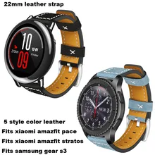 ФОТО 22mm amazfit leather bracelet correa band for xiaomi huami amazfit pace/stratos 2 strap/samsung gear s3 watch wrist accessories
