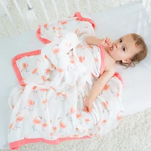 

2022 Baby Blanket Bamboo Muslin Four Layers Cartoon Newborn Swaddling Babies Swaddle Wrap Super Comfy Kids Bath Towel Infant