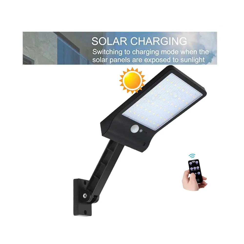 

48 LED Solar Light Three Modes Black White Waterproof Outdoor Garden Wall Fence Lamp With rotate bracket remote control street