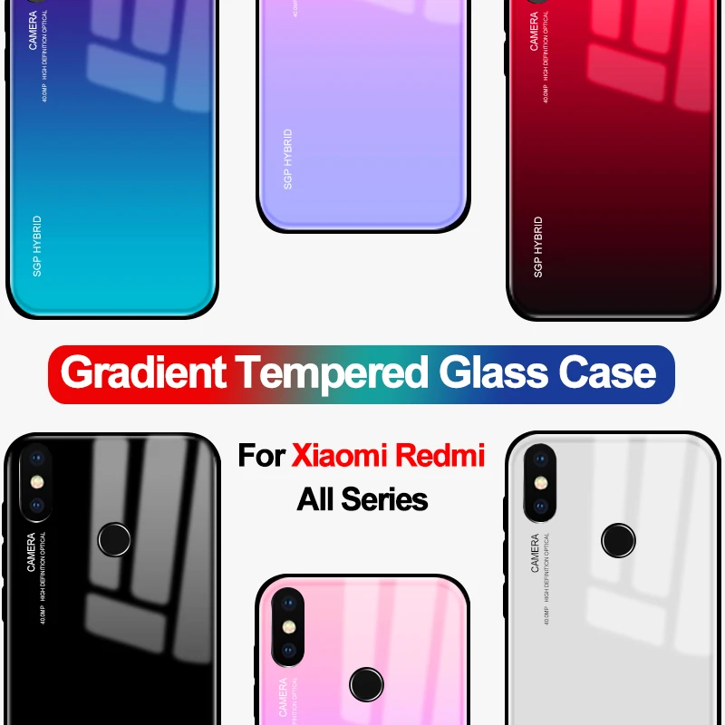 

For xiaomi redmi 5 plus Gradient Cover tempered glass on ksiomi xiomi mi a2 lite note 4x 5 Pro Plus S2 5A 4 X 6 A X4 Case light