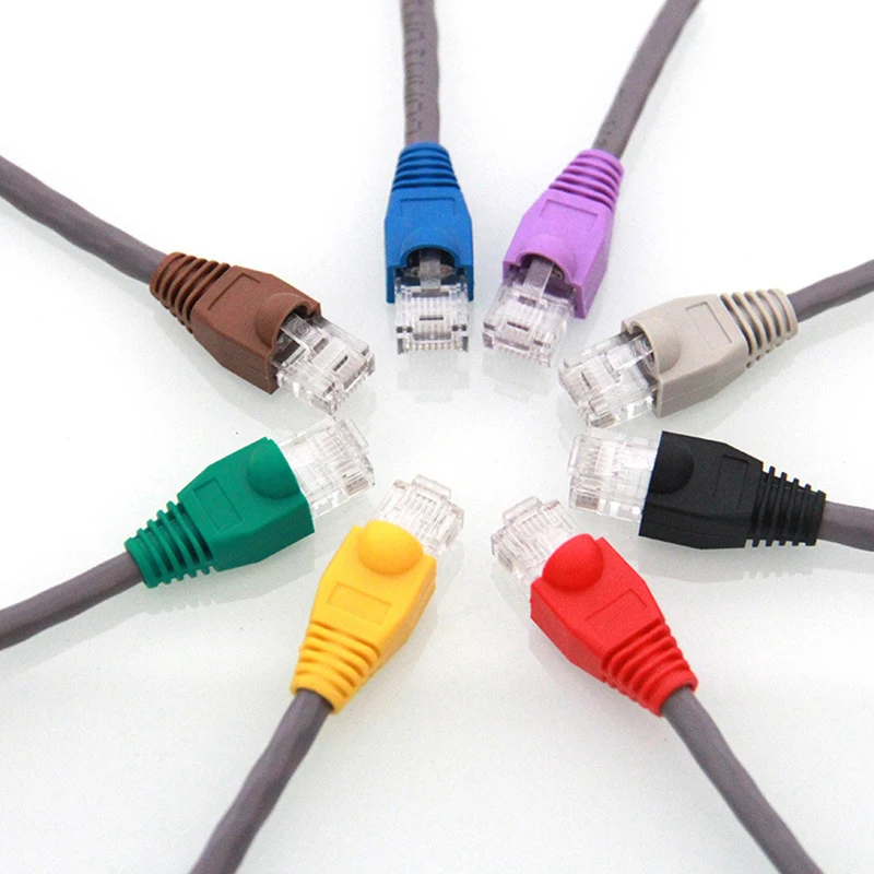 

100pcs RJ-45 Adapter Cap for 0.6mm RJ45 Cat5 CAT6 Ethernet Network Cable Cover Cap Connector Plugs Socket Boots Cap Head