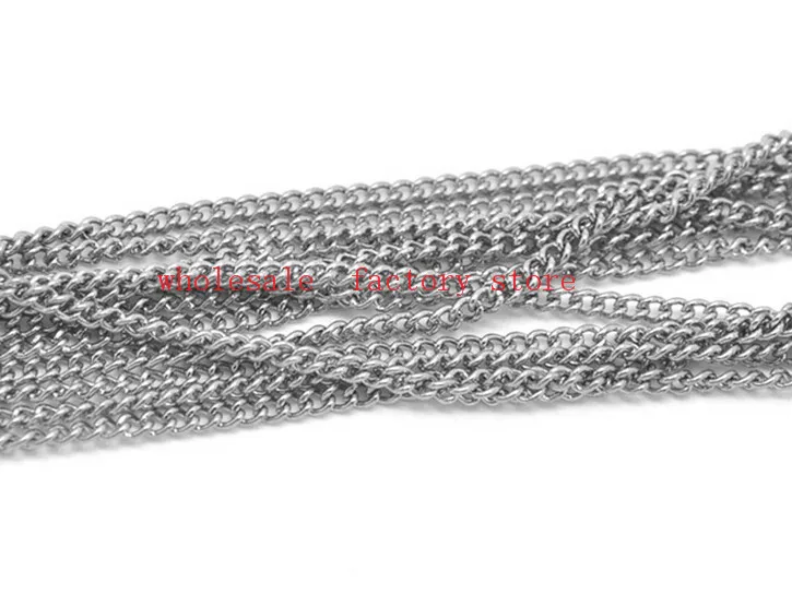 

Wholesale 10meter lot Stainless steel 2mm / 3mm Smooth Curb Link chain Jewelry finding / marking Jewelry DIY