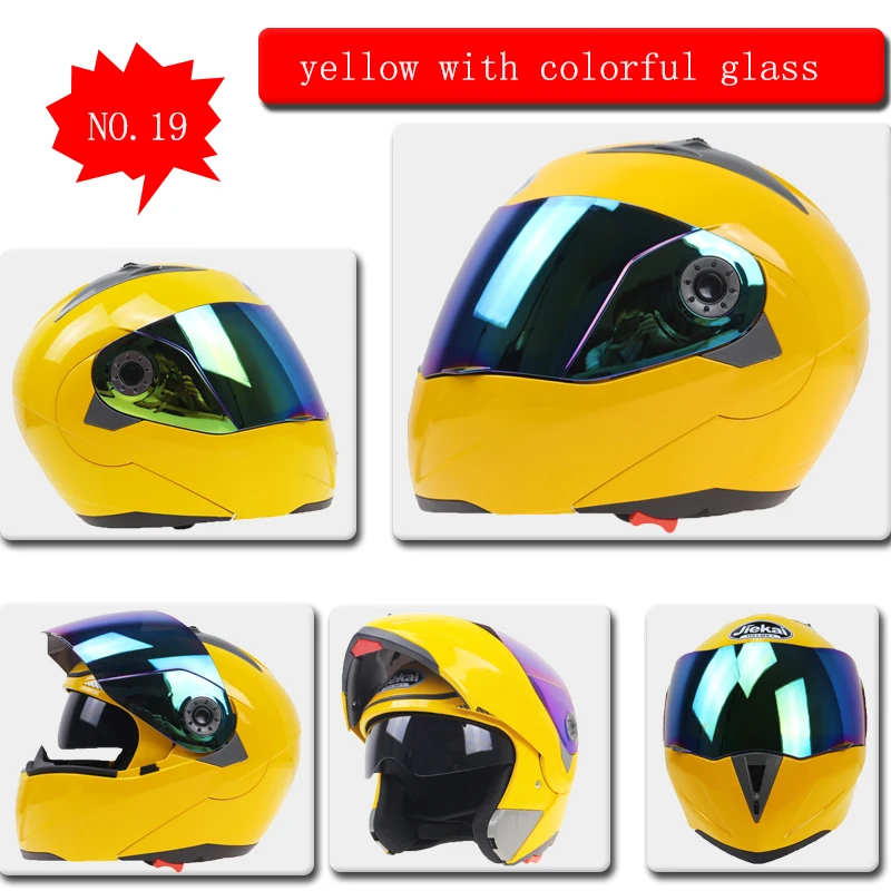 Профессиональный двойной стеклянный мотоциклетный шлем Jiekai откидной мотоциклетный шлем 22 варианта доступен с внутренним черным солнцезащитным стеклом
