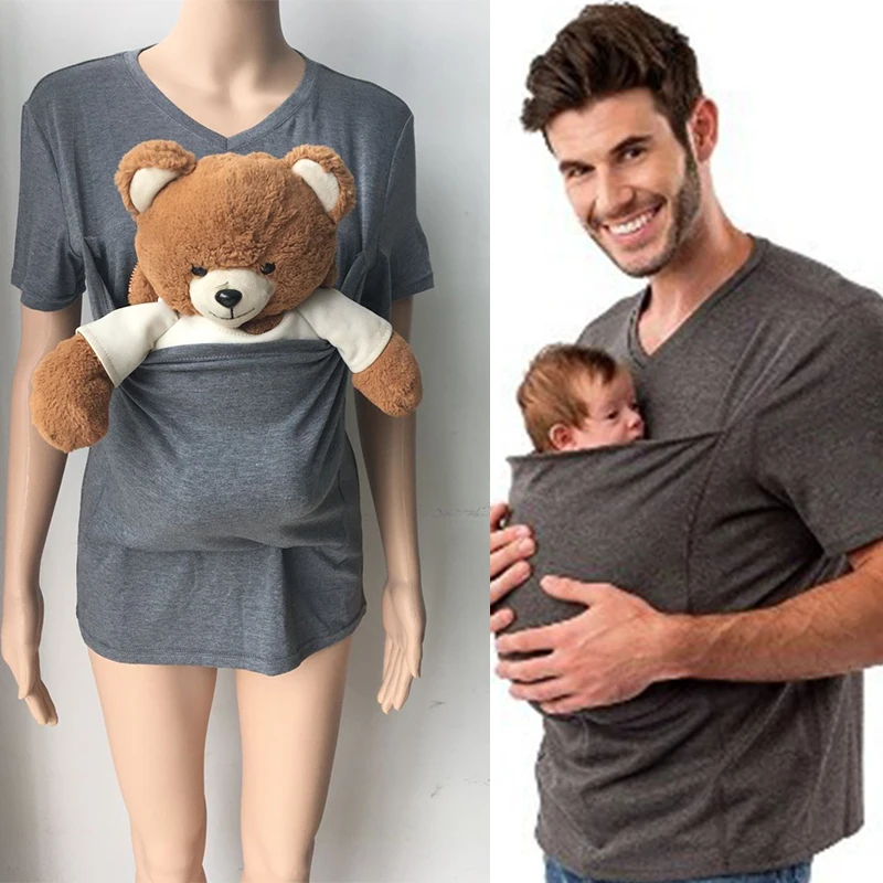 

Dad and Mommy Shirt Hands Free Skin-to-Skin Kangaroo Care T-Shirts For Baby Carriers Wrap Top Shirts Spring Summer T-Shirt 2018