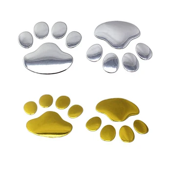 

3D Paw Car Animal Dog Cat Bear Footprint Sticker Window Bumper Body Silver Gold Red Decoration Home for BMW Honda Toyota Ford