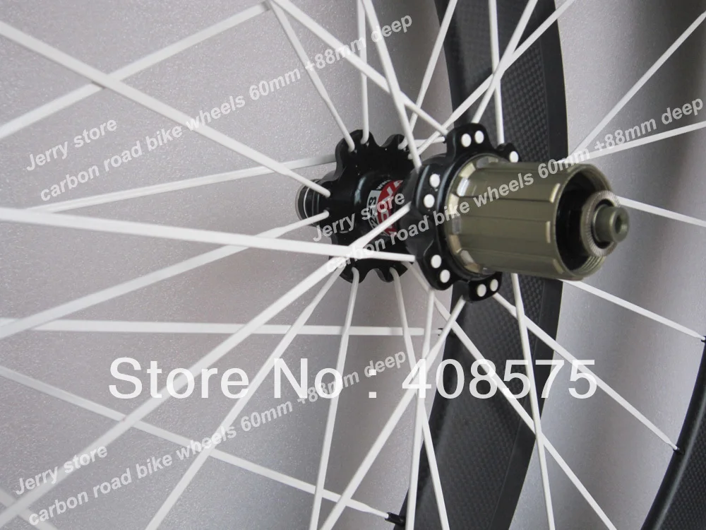 Передняя 60 мм Задняя 88 мм клинчерная покрышка из углеродного волокна колеса велосипеда 700C велосипеды переднее заднее колесо для дорожного байка белые спицы установить 20-24 Отверстия