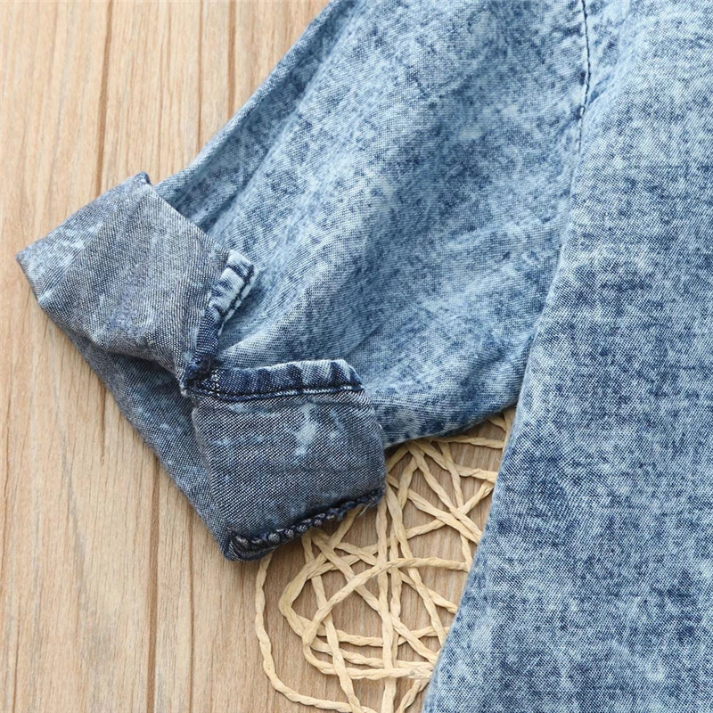 Children `s Dress Toddler Baby Girls Long Sleeve Solid Denim Shirt Dress Jean Dresses Newborn Baby Girl Clothes Summer V10% (6)