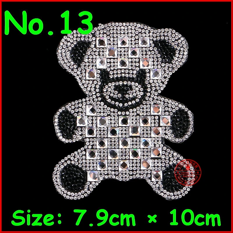 

3 pcs/lot Hotfix Rhinestones Panda Bear Motif Iron On Transfer Motifs Crystal Stone Applique Patches For T-Shirt Carfts Clothing
