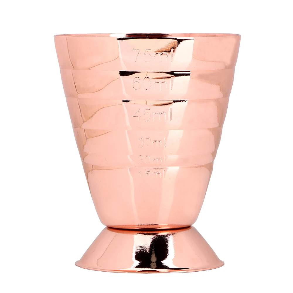 Rose Gold Мерная чашка для домашнего бара, вечерние, 75 мл, Коктейльная мерная чашка, шейкер для коктейлей, шейкер, шейкер для коротких напитков, из нержавеющей стали - Цвет: Rose Gold
