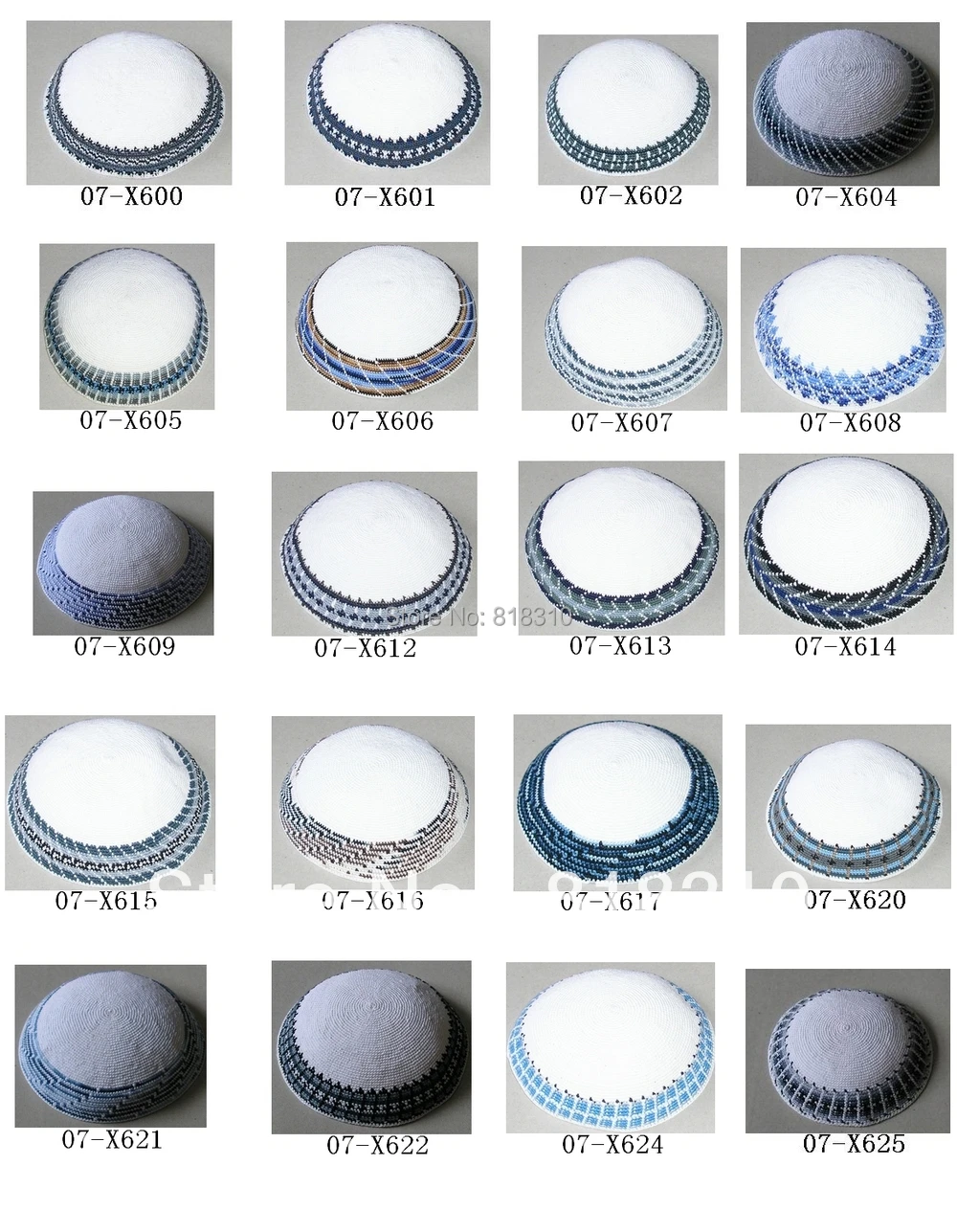 

HIGH QUALITY DMC HANDMADE KNITTED YARMULKE KIPPAH WHITE TOP
