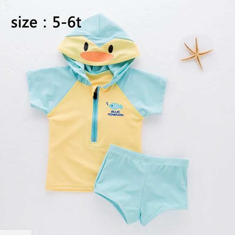 Для маленьких мальчиков купальники мультфильм животных пингвин лягушка утка кролика милые детские купальные костюмы Дети Купальник для плавания одежда - Цвет: blue 6t