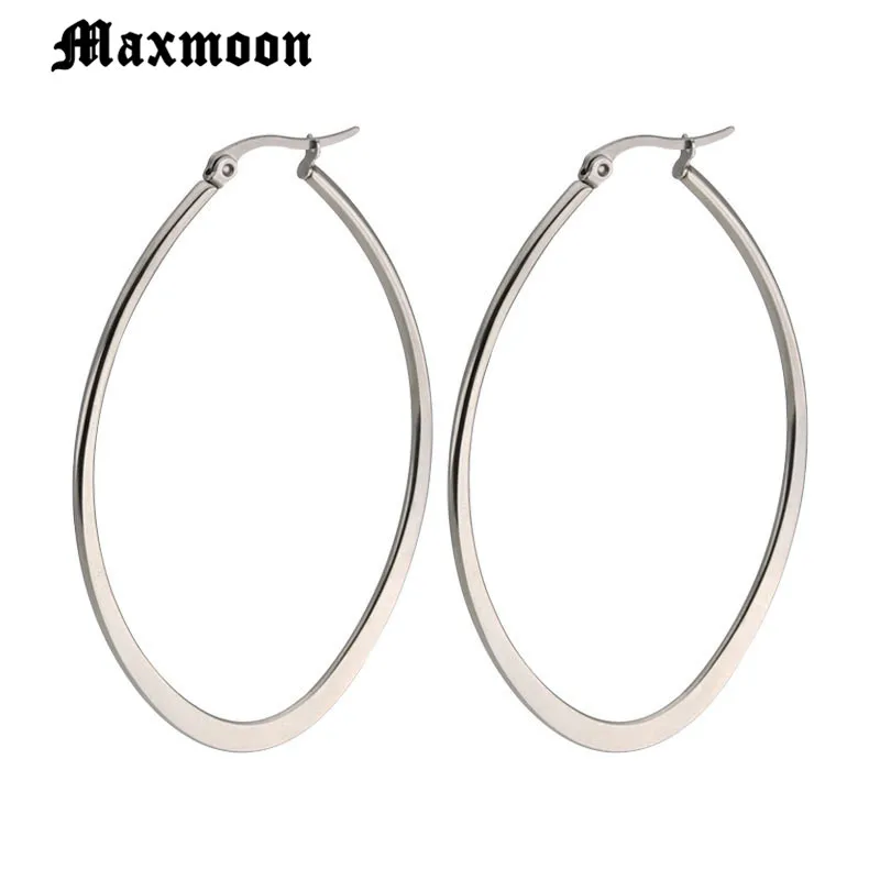 Maxmoon Горячая овальная форма серьги-кольца модный стиль из нержавеющей стали большой круг серьги для вечерние и Engegement