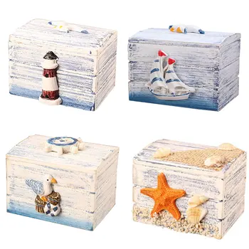 

Wooden Jewelry Box Antique Small Storage Box Nostalgia Classical Western Map Style Portable Wooden Box