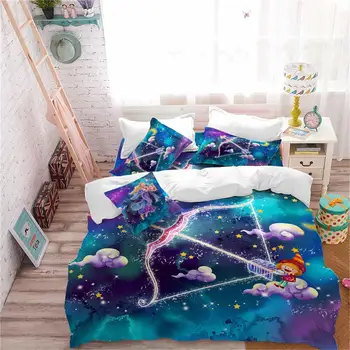 

Dreamlike Sagittarius Bedding Set Twelve Constellations Duvet Cover Set Kids Cartoon Bedding Galaxy Bedclothes Pillowcase D45